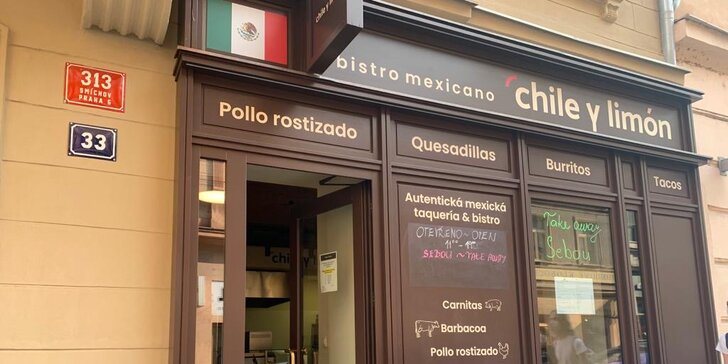 20% sleva na celý sortiment mexické restaurace Chile y Limón na Smíchově: taco, burrito i quesadilla
