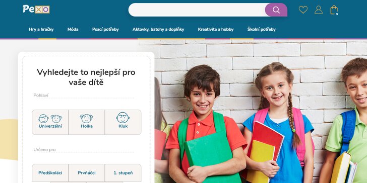 Hlavní stránka e-shopu Pexo.cz