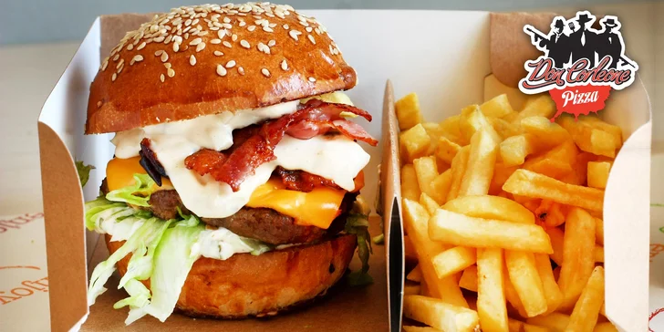 Don Corleone miniburger podle výběru i s hranolky a nápojem