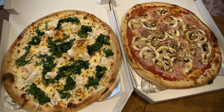 1 nebo 2 italské pizzy, výběr z 19 druhů: hawaii, quattro formaggi, tonno, piccante a další