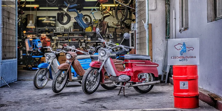 Pronájem legendární motorky Jawa Pionýr na 2, 6 nebo 12 hod.