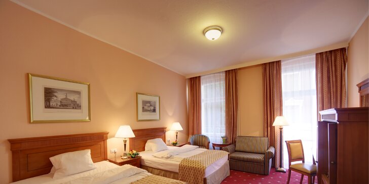 Odpočinek v Karlových Varech: lázeňský hotel s plnou penzí a až 7 procedurami