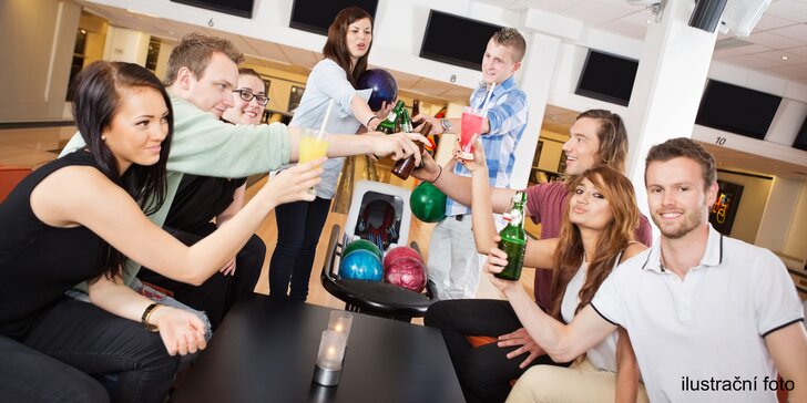 1 hod. bowlingu až pro 8 hráčů a 4 alkoholické drinky podle výběru