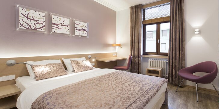 Ubytování v elegantním hotelu pár kroků od O2 areny: 3 různé pokoje, 1–7 nocí, až 4 osoby