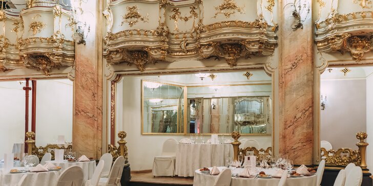 3chodové menu, nápoje a koncert Mozartovy hudby v krásném sále Boccaccio