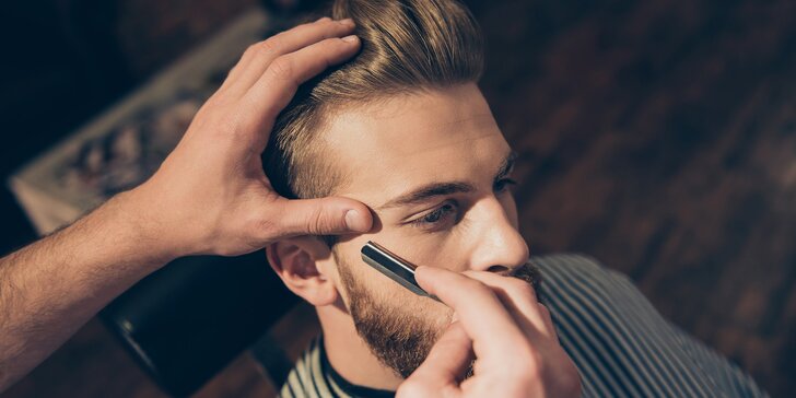 Barber péče pro pány: střih, úprava vousů i obočí nebo all inclusive balíček s občerstvením