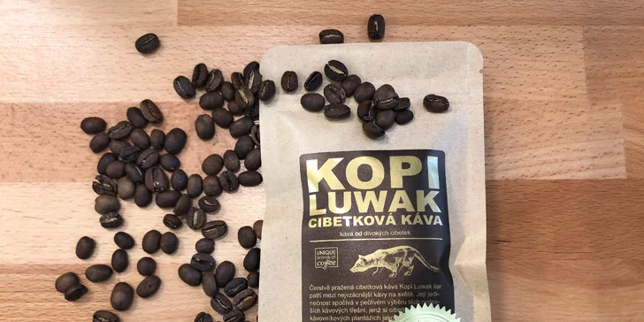 Cibetková káva pro 1 i 2 osoby s sebou a 10% sleva na nákup v obchodě