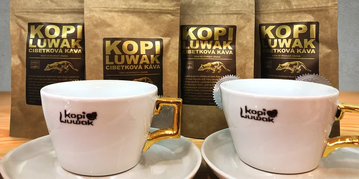 Cibetková káva pro 1 i 2 osoby s sebou a 10% sleva na nákup v obchodě