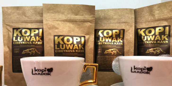 Cibetková káva pro 1 i 2 osoby s sebou a 10% sleva na nákup v obchodě