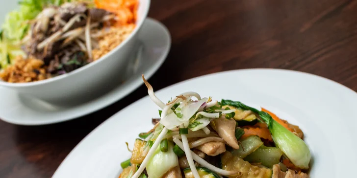 Bún bò nam bộ, kuřecí pad Thai, phở bo nebo kuřecí curry pro 1 i 2 osoby v centru