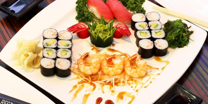 Pořádná porce rolovaných dobrot: 21, 34 nebo 50 kousků sushi