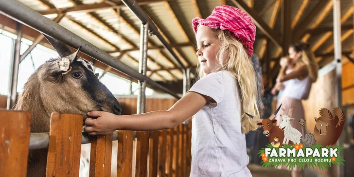 Rodinné vstupenky do Farmaparku: obrovský areál plný zvířátek a zábavy