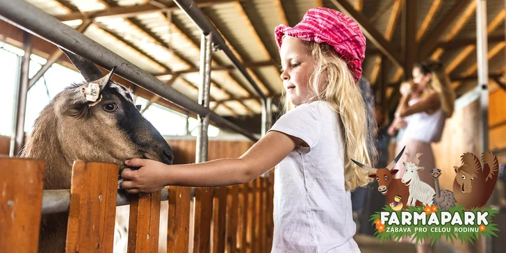 Rodinné vstupenky do Farmaparku: obrovský areál plný zvířátek a zábavy