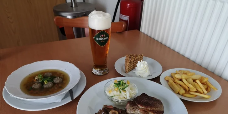 3chodové menu s 300g steakem z vepřové krkovice pro 1 i 2 osoby