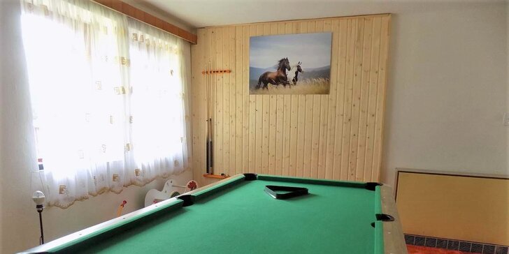Relax pro 2–6 osob v apartmánu v Krušných horách: bazén, ohniště i dětské hřiště s trampolínou
