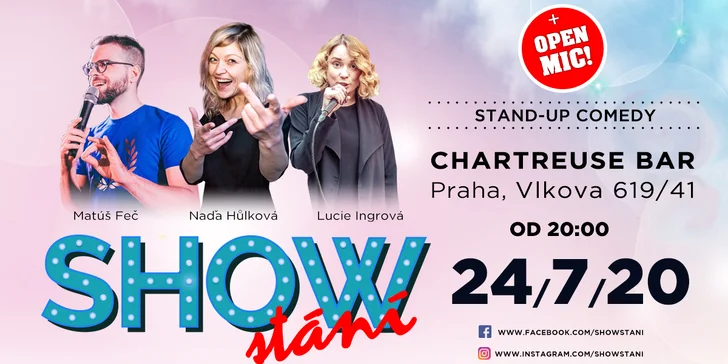 Vstupenka na stand-up comedy SHOW stání v Chartreuse Baru