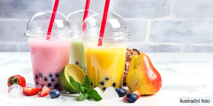 Letní fresh drink podle výběru: smoothie, džus, mléčný čaj nebo fresh tea