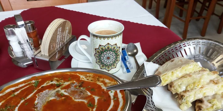 Kuřecí, jehněčí nebo vege indické menu i s polévkou a předkrmem pro dva