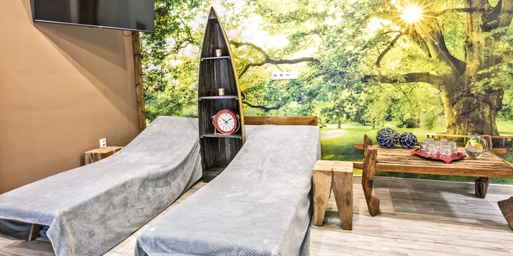 Kouzelné lesní lázně jen pro dva nebo partu až 8 osob: minerální a sirné koupele, sauna, občerstvení