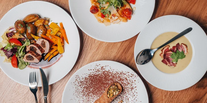 Výběr ze dvou degustačních menu pro dva ve Fresca restaurant: fettucine, panenka i limetkový dort