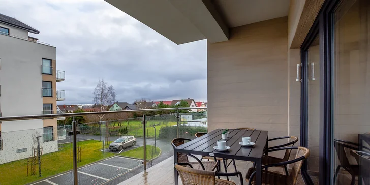 Hurá na Balt: moderní apartmány s plnou výbavou a terasou, 10 min. k pláži, neomezené vstupy do wellness