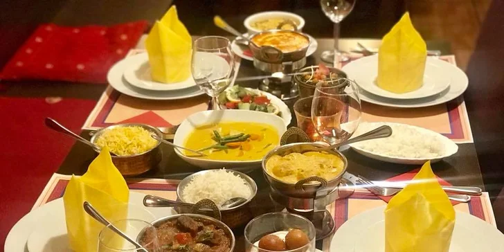 Tříchodové menu s indickými a thajskými pokrmy až pro 4 osoby