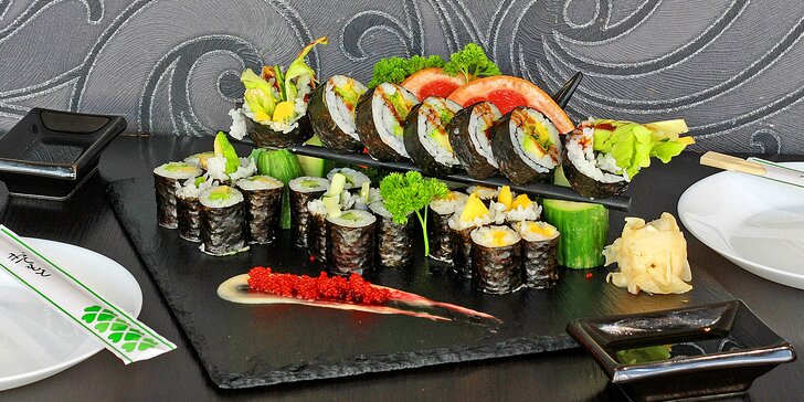 Na sushi do restaurace Kiyoko u Stodolní: 4 sety po 24–37 ks, losos i vege a smažené