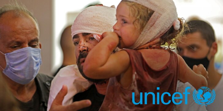 Pomozte s UNICEF zachránit děti v Bejrútu: příspěvky na přikrývky, vodu a zdravotnický materiál