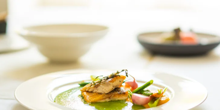 Zámecké pětichodové menu s rybou a králíkem i relaxace ve wellness pro 2 osoby
