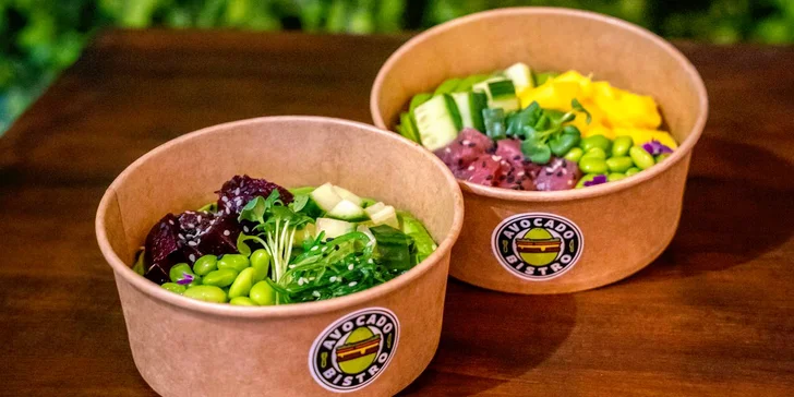 Lososový nebo vegetariánský poke bowl i s ice tea pro 1 či 2 osoby