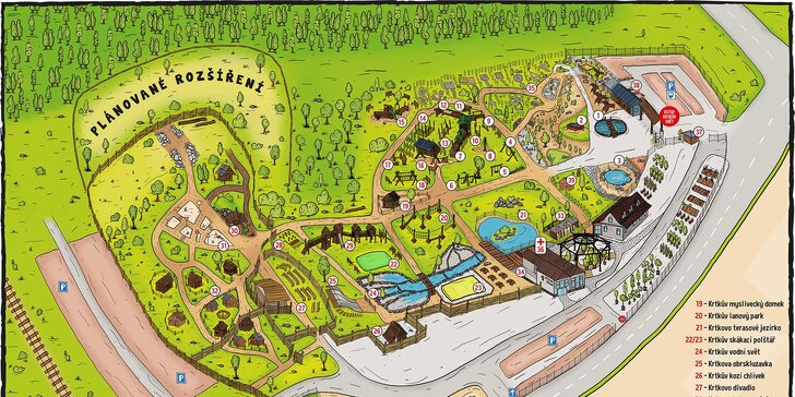 Venkovní zábavní park Krtkův svět: prolézačky, skluzavky, trampolíny i lanové centrum