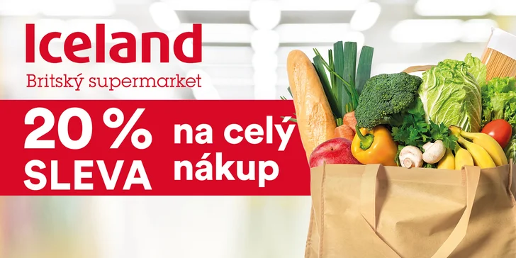 20% sleva na nákup v britském supermarketu Iceland v Praze, Pardubicích a Boleslavi
