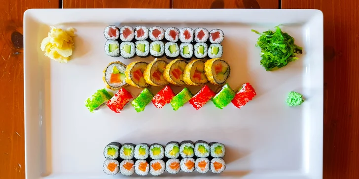 Nechte si naservírovat sushi: 46 nebo 62 ks s lososem, avokádem i tuňákem