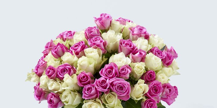 Řekněte to květinou: až 101 ks bílých růží Athena s rozvozem po Praze