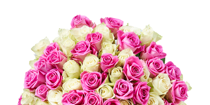 Řekněte to květinou: až 101 ks bílých růží Athena s rozvozem po Praze