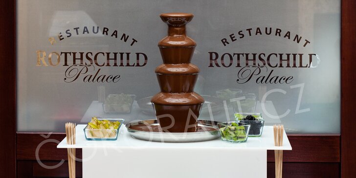 Pronájem čokoládové fontány včetně pravé belgické čokolády, kakaového másla a napichovátek