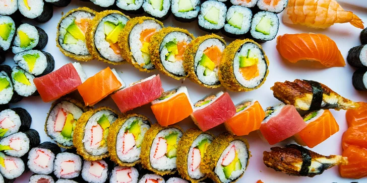 Set 46 či 101 ks sushi ze Stodolní s sebou: losos či kreveta i okurka a avokádo