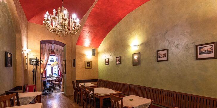 Italská kuchyně v centru Prahy: bohaté 3chodové menu pro 2 osoby s hovězí svíčkovou nebo panenkou