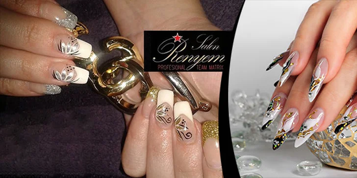 Gelové UV Top make-up nehtíky s francouszkou a  luxusním zdobením