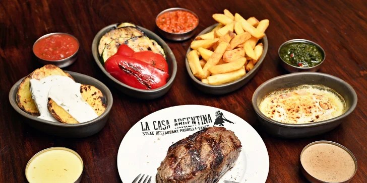Degustační steaková žranice pro 2 nebo 6 jedlíků: až 2,8 kg masa a hromada příloh i záplava omáček