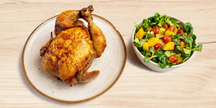 Combo menu: 1/4 nebo i celé kuře se salátem na Smíchovské náplavce