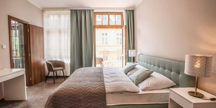 Pobyt v moderním hotelu v Karlových Varech: snídaně i wellness a procedury v Alžbětiných lázních
