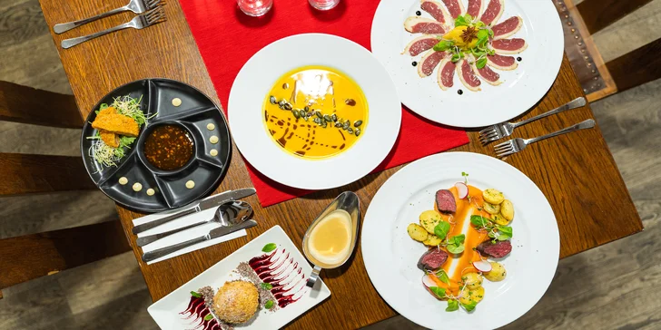 Degustační 5chodové menu pro dva v Jaškovské krčmě: svíčková z jelena, dýňový krém i smažená zmrzlina
