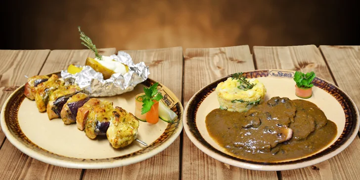 3chodové menu pro dva ve vyhlášené restauraci: masové špízy i kančí plátky