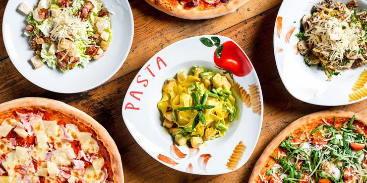 1 či 2 hlavní chody dle výběru z italské rodinné restaurace: salát, těstoviny, pizza i noky a risotta