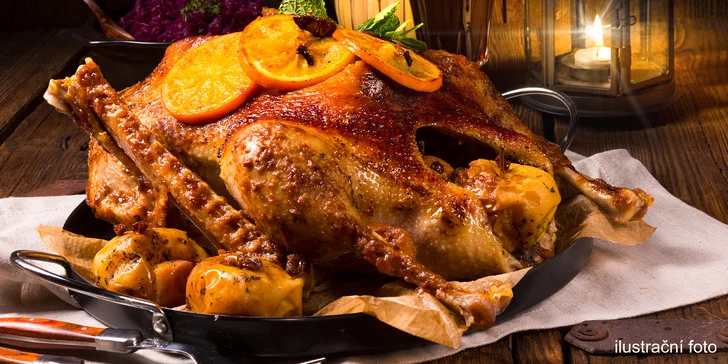 Svatomartinské tříchodové menu se sklenkou vína pro dva v restauraci Cinda
