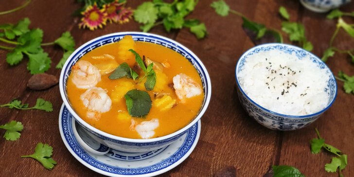 Vietnam pro 1–4 os.: polévka s tofu a z rosolovky, kari či hovězí s rýží nebo závitky