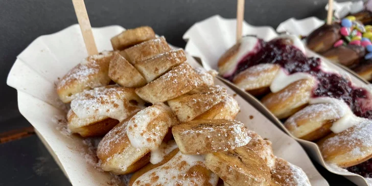 Mini lívanečky s sebou: 10 nebo 20 kousků s čokoládou či ovocem a k tomu nápoj