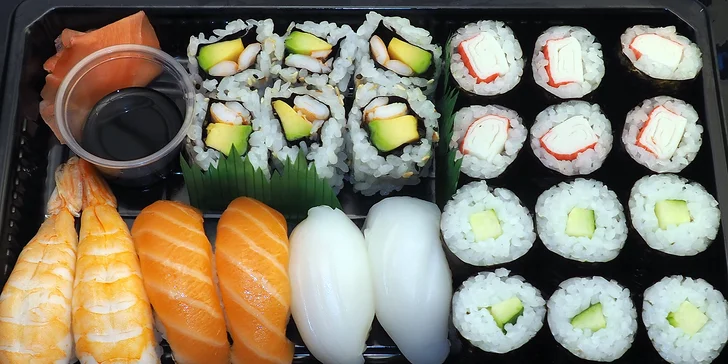 Sushi s rozvozem po Ostravě: do 90 minut u vás doma, menu s 14–56 čerstvými kousky