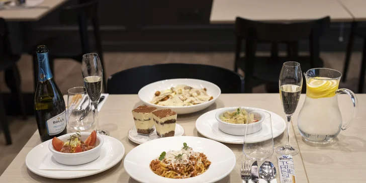 La vita italiana: italské 3chodové menu pro dvě osoby, prosecco i láhev vína
